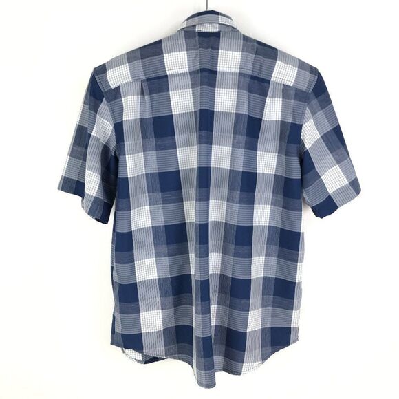 Orvis Button Up Shirt Men's Large Short Sleeve 100% Polyester Blue Plaid - Picture 4 of 9